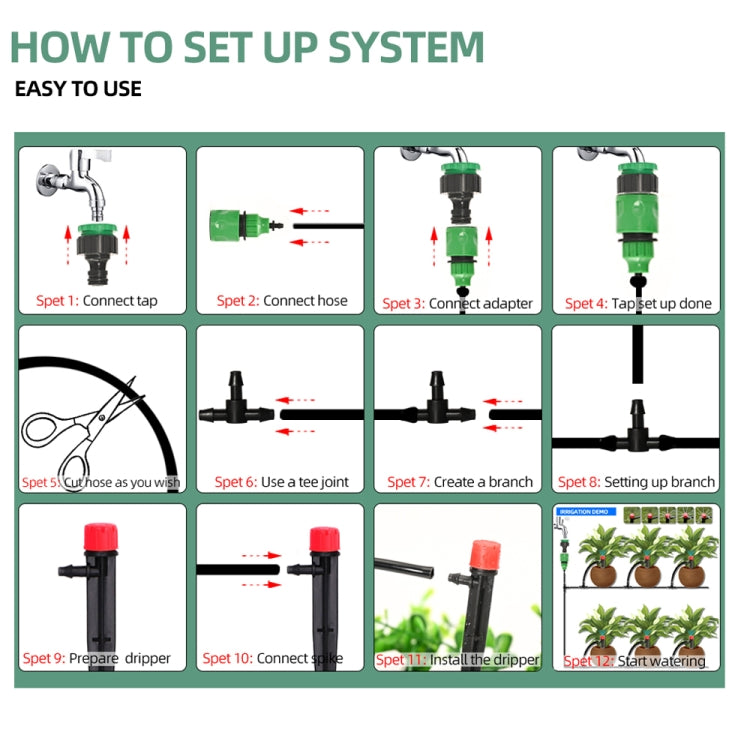 25m Kit Hose Drip Irrigation System Plant Watering Set 360 Degree Adjustable Drippers - Watering & Irrigation by PMc TechLife | Online Shopping South Africa | PMc TechLife | Buy Now Pay Later Mobicred