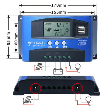 YCX-003 30-100A Solar Charging Controller with LED Screen & Dual USB Port Smart MPPT Charger, Model: 12/24V 60A - Others by PMC Jewellery | Online Shopping South Africa | PMC Jewellery | Buy Now Pay Later Mobicred