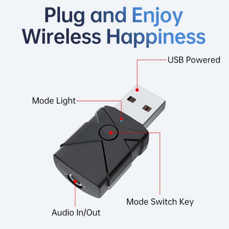 M137 5 in 1 Car USB Bluetooth 5.2 Receiver Transmitter - Bluetooth Adapters by PMC TechLife | Online Shopping South Africa | PMC TechLife | Buy Now Pay Later Mobicred