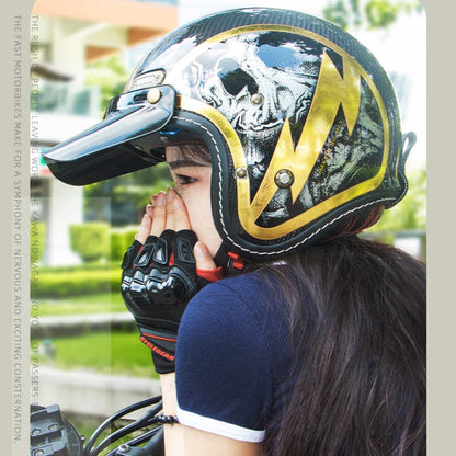 SOMAN Motorcycle Four Seasons Carbon Fiber Half Helmet, Color: FRP Bright Black(L) - Helmets by SOMAN | Online Shopping South Africa | PMC Jewellery | Buy Now Pay Later Mobicred