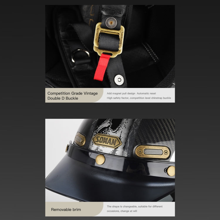 SOMAN Motorcycle Four Seasons Carbon Fiber Half Helmet, Color: Carbon Fiber Gold Lightning(XXL) - Helmets by SOMAN | Online Shopping South Africa | PMC Jewellery | Buy Now Pay Later Mobicred