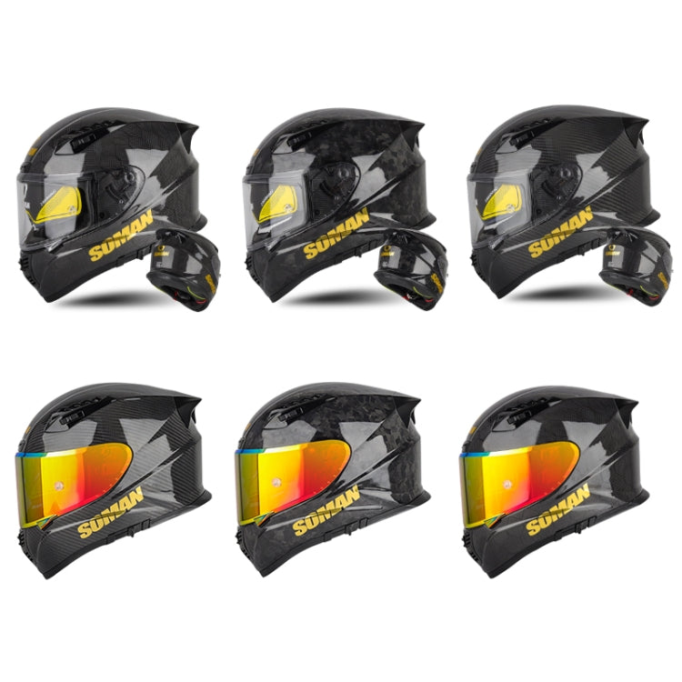 SOMAN Motorcycle Carbon Fiber Double Lens Thermal Safety Helmet, Size: M(Cheetah Print REVO) - Helmets by SOMAN | Online Shopping South Africa | PMC Jewellery | Buy Now Pay Later Mobicred