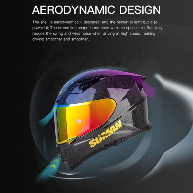 SOMAN Motorcycle Carbon Fiber Double Lens Thermal Safety Helmet, Size: XL(3K Solid Color REVO) - Helmets by SOMAN | Online Shopping South Africa | PMC Jewellery | Buy Now Pay Later Mobicred