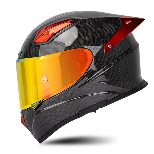 SOMAN Four Seasons Full Cover Motorcycle Helmet, Size: XXL(Snake Carbon Fiber Red) - Helmets by SOMAN | Online Shopping South Africa | PMC Jewellery | Buy Now Pay Later Mobicred