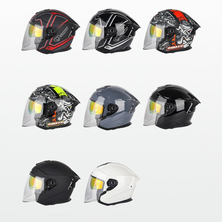 SOMAN Motorcycle Electric Bicycle Dual Lens Riding Helmet, Size: M(Black Red) - free shipping - PMC TechLife - Order now!