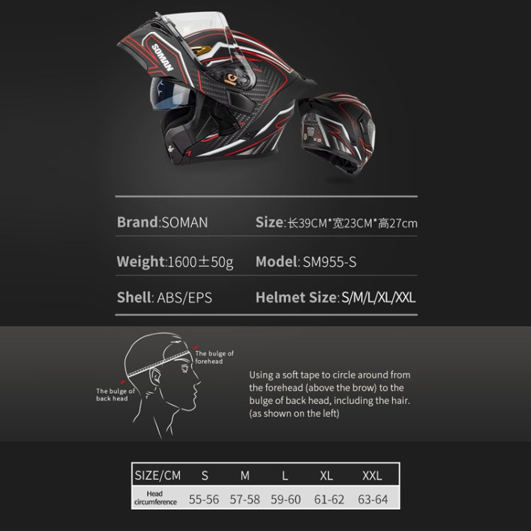 SOMAN Motorcycle Dual Lens Riding Peel-Off Full Coverage Helmet, Size: XL(Matt Black) - free shipping - PMC TechLife - Order now!