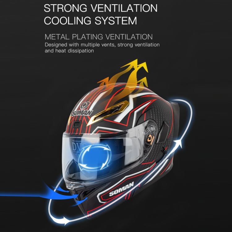 SOMAN Motorcycle Dual Lens Riding Peel-Off Full Coverage Helmet, Size: XL(Red Gray Vision) - free shipping - PMC TechLife - Order now!