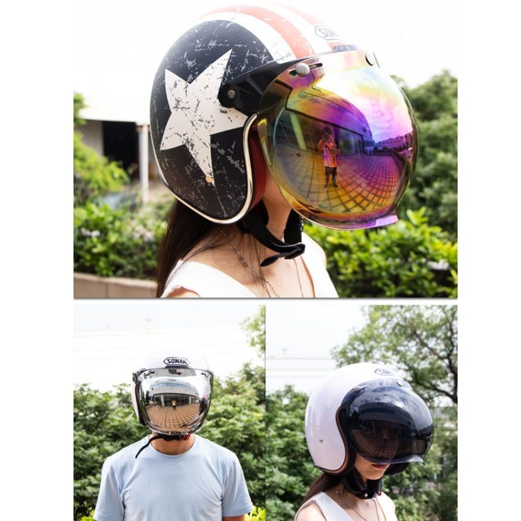 Motorcycle Helmet Three-Button Windproof Lens With Bracket(Dark Tea) - Helmets by PMC Jewellery | Online Shopping South Africa | PMC Jewellery | Buy Now Pay Later Mobicred