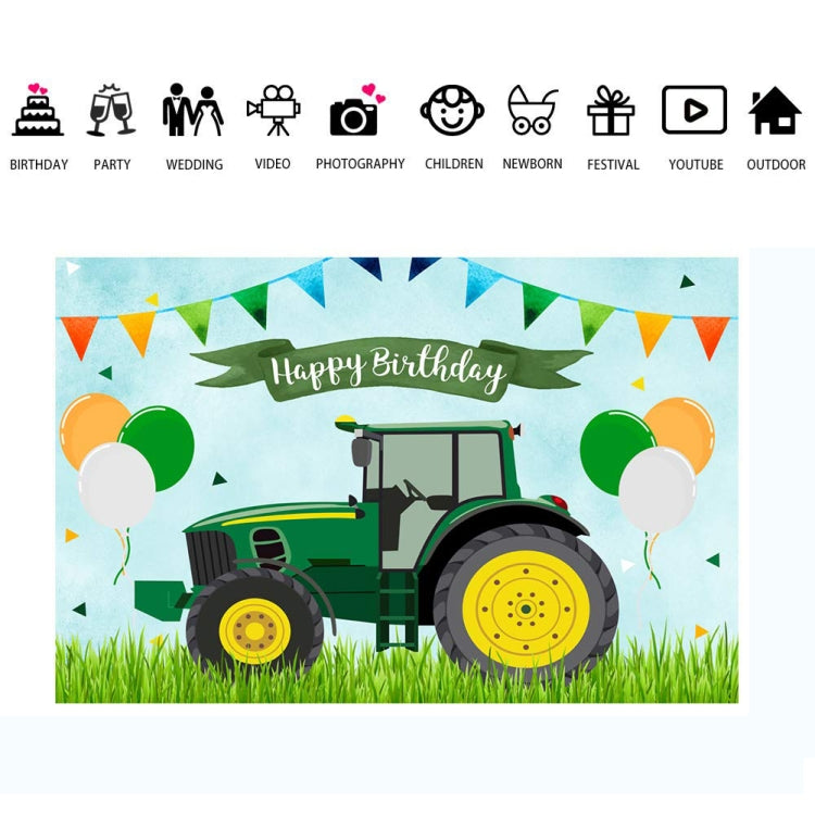 210x150cm Tractor Theme Birthday Backdrop Boy Farm Happy Birthday Background Party Decorations - Birthday Party by PMC Jewellery | Online Shopping South Africa | PMC Jewellery