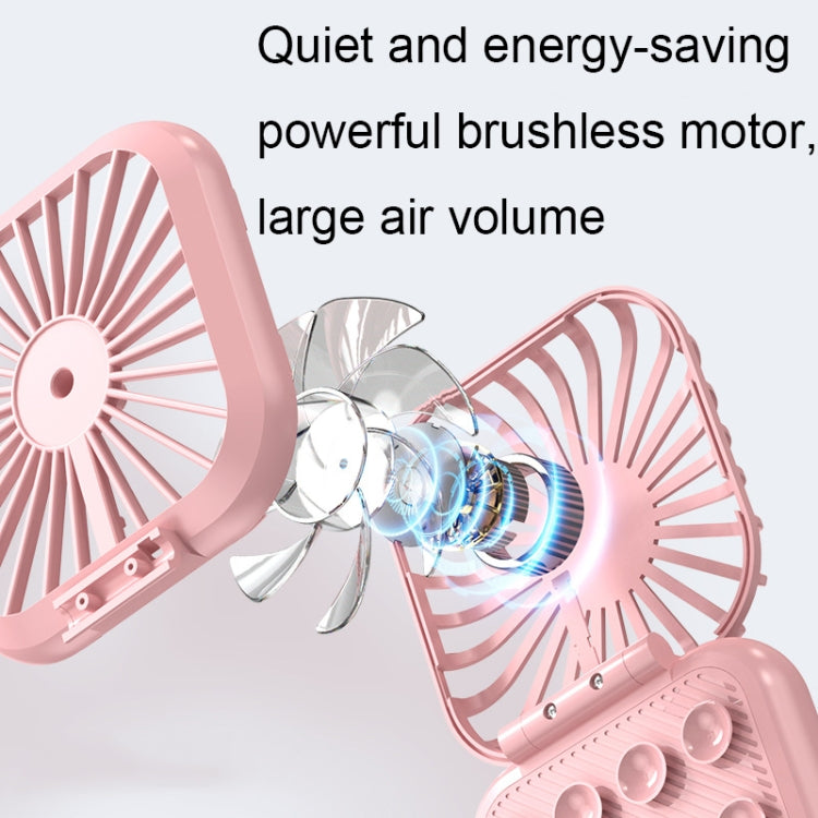 Mini Folding Neck Phone Holder Fan USB Charging Power Bank Fan(Pink) - Electric Fans by PMC Jewellery | Online Shopping South Africa | PMC Jewellery | Buy Now Pay Later Mobicred