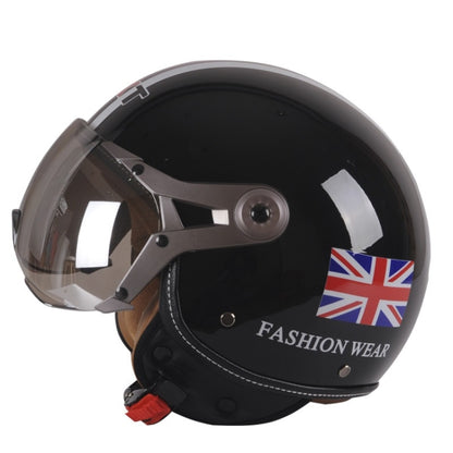 GXT Electric Vehicle Half Cover Helmet Four Seasons Retro Helmet, Size: XL(Bright Black Flower) - Helmets by GXT | Online Shopping South Africa | PMC Jewellery | Buy Now Pay Later Mobicred