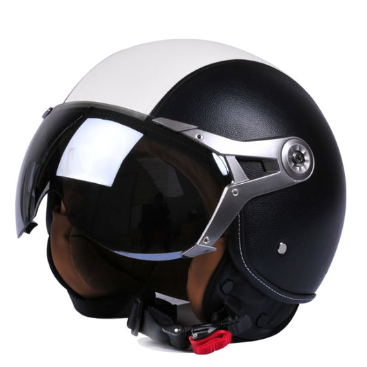 GXT Electric Vehicle Half Cover Four Seasons Retro Helmet, Size: M(Black White) - Helmets by GXT | Online Shopping South Africa | PMC Jewellery | Buy Now Pay Later Mobicred