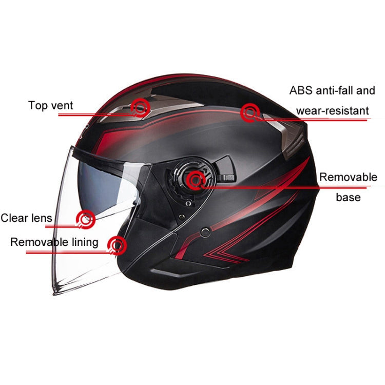 GXT 708 Electric Vehicle Dual Lens Helmet Four Seasons Safety Helmet, Size: XL(Matt Black Red) - Helmets by GXT | Online Shopping South Africa | PMC Jewellery | Buy Now Pay Later Mobicred