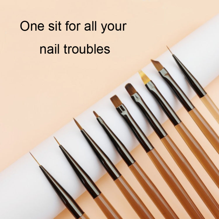 Brown Nail Art Pen Set Colorful Drawing Tools, Style: Flat Head Fen - Nail Art Equipment by PMC Jewellery | Online Shopping South Africa | PMC Jewellery | Buy Now Pay Later Mobicred