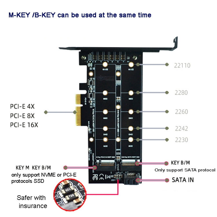 M.2 PCIe SSD Adapter Card PCIE 4x to M.2 Key M B Dual Interface Card - free shipping - PMC Jewellery - Order now!