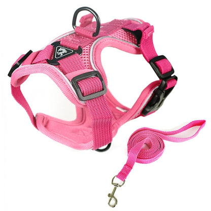 Pet Vest Harness + Traction Rope Set Reflective Breathable Dog Cat Harness, Size: XL(Pink) - Leashes by PMC Jewellery | Online Shopping South Africa | PMC Jewellery