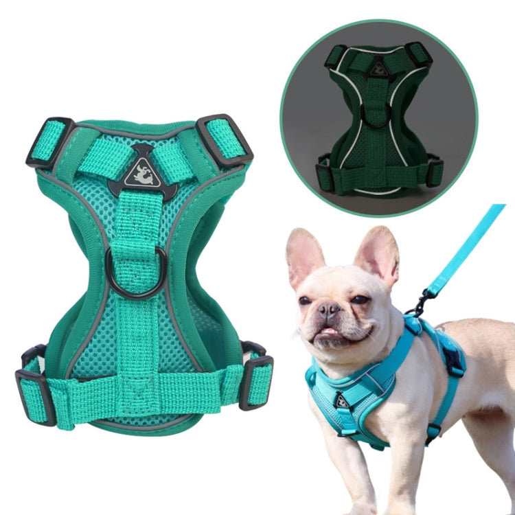 Pet Vest Harness + Traction Rope Set Reflective Breathable Dog Cat Harness, Size: S(Gray) - Leashes by PMC Jewellery | Online Shopping South Africa | PMC Jewellery