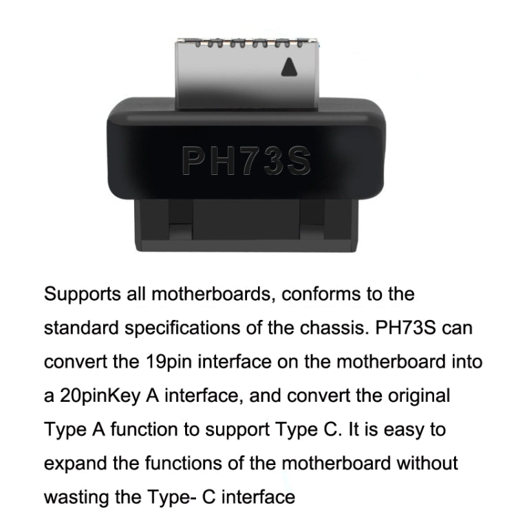 2pcs Mainboard USB3 19P/20P to TYPE-E Adapter Chassis Front TYPE-C/USB-C Plug Port(Black) - Cable & Adapters by PMC TechLife | Online Shopping South Africa | PMC TechLife | Buy Now Pay Later Mobicred