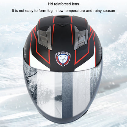 KUQIBAO Motorcycle Smart Bluetooth Sun Protection Double Lens Safety Helmet, Size: M(White Phantom Fiber+Gray Tail) - Helmets by KUQIBAO | Online Shopping South Africa | PMC Jewellery | Buy Now Pay Later Mobicred