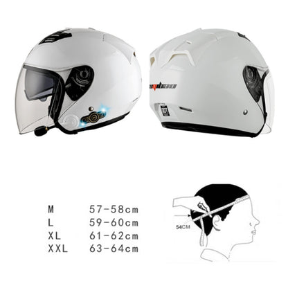 KUQIBAO Motorcycle Smart Bluetooth Sun Protection Double Lens Safety Helmet, Size: XL(White+Black Tail) - Helmets by KUQIBAO | Online Shopping South Africa | PMC Jewellery | Buy Now Pay Later Mobicred