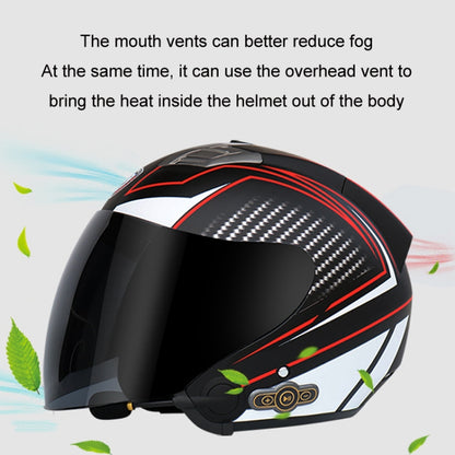 KUQIBAO Motorcycle Smart Bluetooth Sun Protection Double Lens Safety Helmet, Size: M(White Phantom Fiber+Black Tail) - Helmets by KUQIBAO | Online Shopping South Africa | PMC Jewellery | Buy Now Pay Later Mobicred