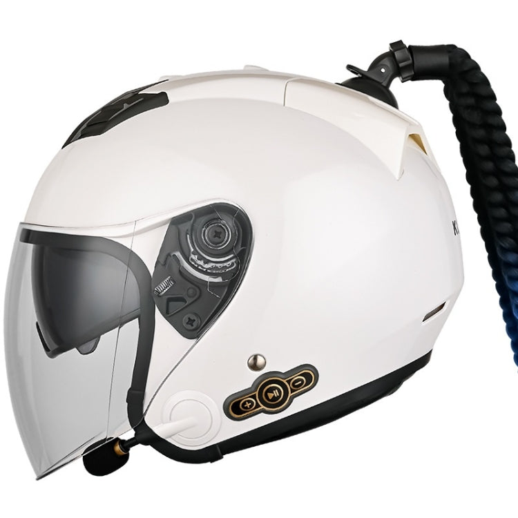 KUQIBAO Motorcycle Bluetooth Headset Double Lens Helmet With Braid, Size: XXL(White) - free shipping - PMC TechLife - Order now!