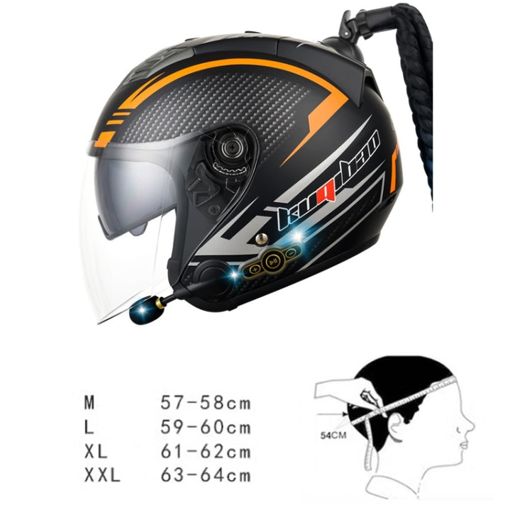 KUQIBAO Motorcycle Bluetooth Headset Double Lens Helmet With Braid, Size: XL(Fruits Black Phantom Fiber) - free shipping - PMC TechLife - Order now!