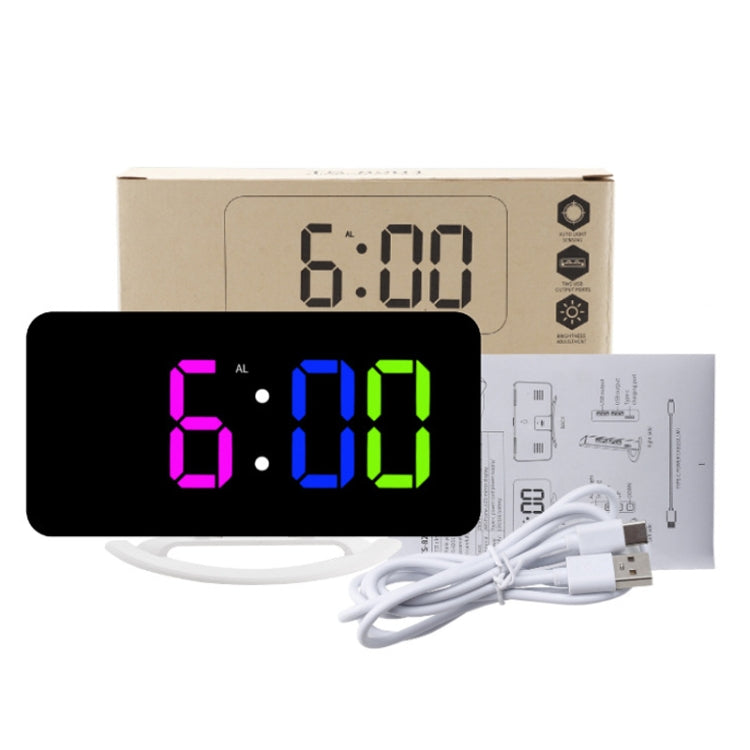TS-8201 LED Digital Mirror Alarm Clock Big Screen Dual USB Desktop Table Clock, Color: Black Shell White Light - Alarm Clocks by PMc TechLife | Online Shopping South Africa | PMc TechLife | Buy Now Pay Later Mobicred