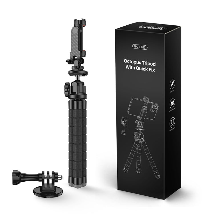 APEXEL APL-JJ025 Camera Mobile Phone Outdoor Selfie Live Lazy Bracket Multifunctional Octopus Tripod(Black) - Stand by APEXEL | Online Shopping South Africa | PMC Jewellery | Buy Now Pay Later Mobicred