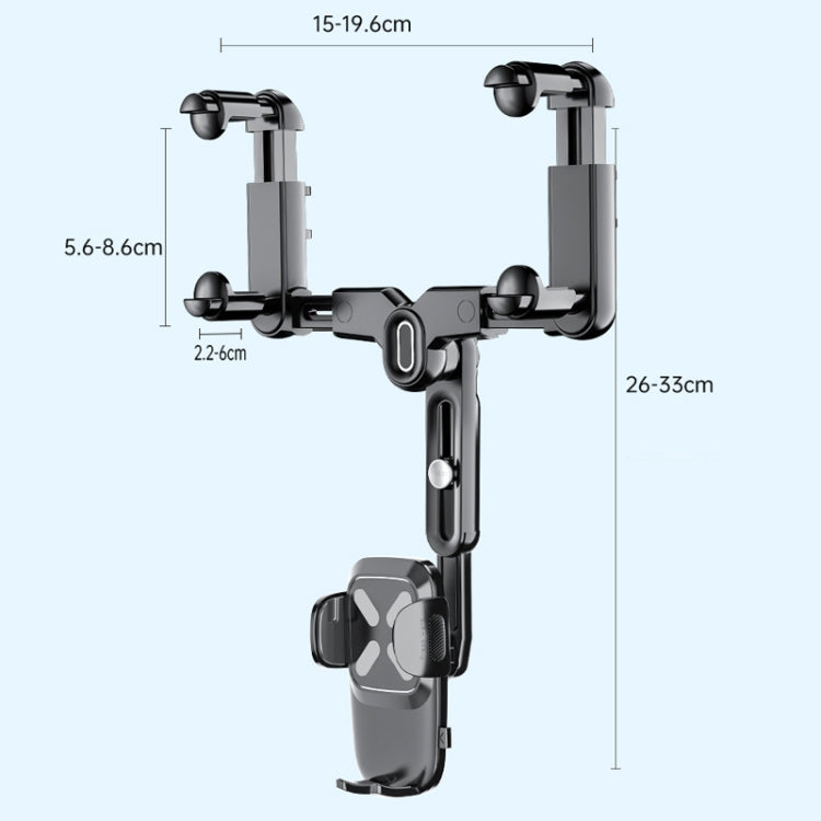 Car Rearview Mirror Navigation Retractable Multifunctional Mobile Phone Holder(Black) - free shipping - PMC TechLife - Order now!