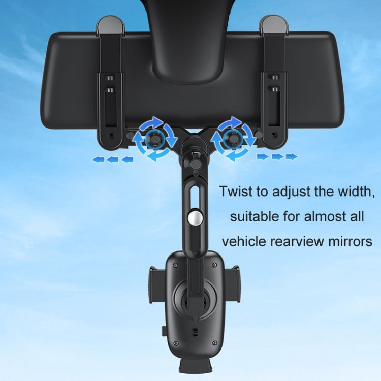 Car Rearview Mirror Navigation Retractable Multifunctional Mobile Phone Holder(Black) - free shipping - PMC TechLife - Order now!