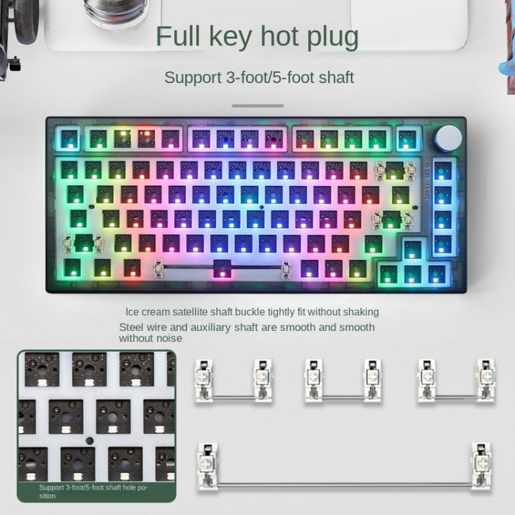 82 Keys Bluetooth Wireless 3-mode RGB Hot-plug Customized Mechanical Keyboard Kit(Black Transparent) - Other by PMC Jewellery | Online Shopping South Africa | PMC Jewellery | Buy Now Pay Later Mobicred