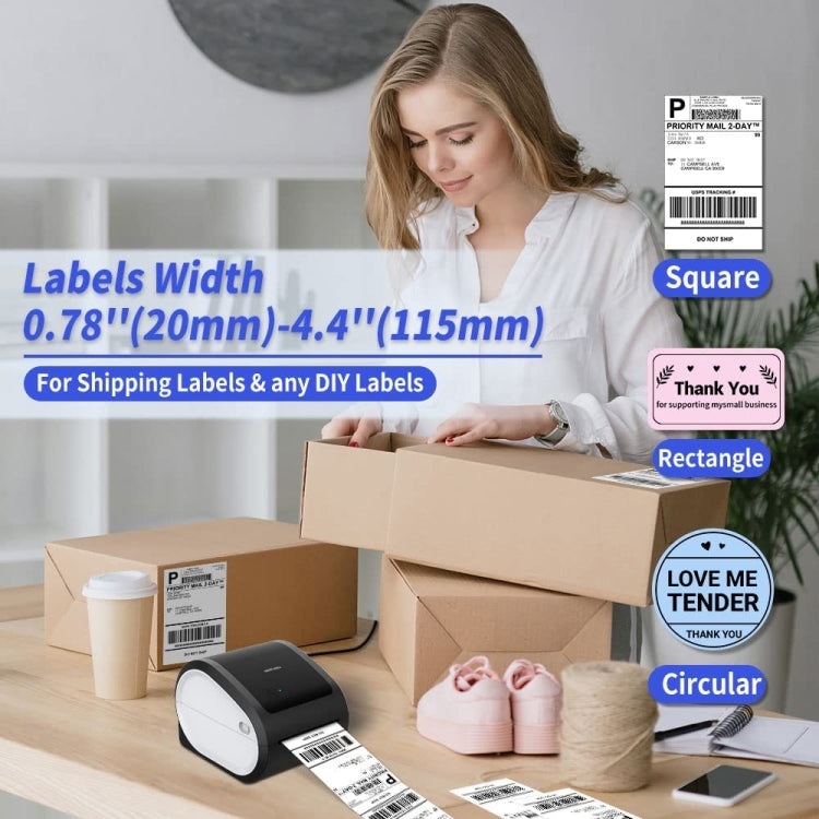 Phomemo D520-BT Bluetooth Thermal Shipping Label Printer Wireless Desktop Printer For Barcode Address Labels, Size: US(Purple White) - Printer by Phomemo | Online Shopping South Africa | PMC Jewellery | Buy Now Pay Later Mobicred