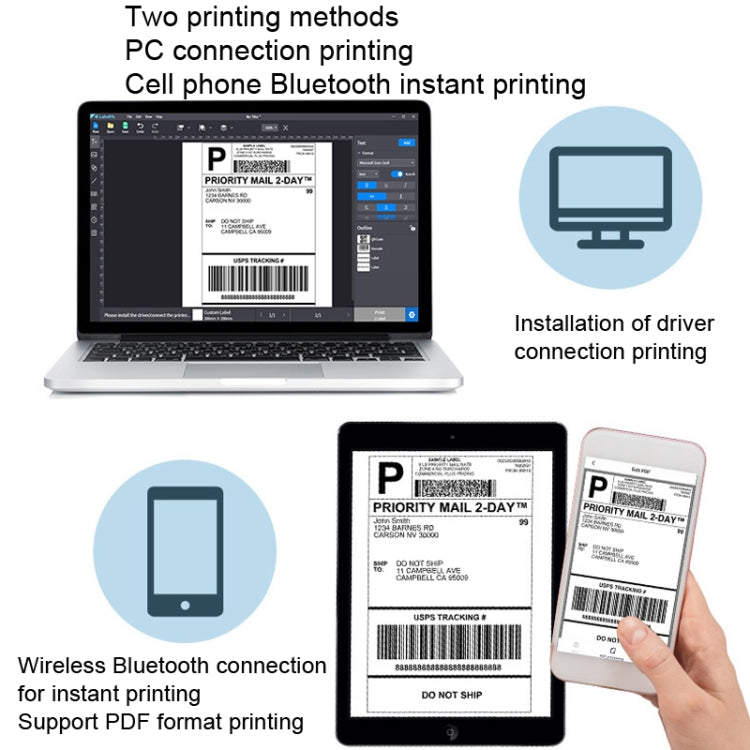 Phomemo PM241-BT Bluetooth Address Label Printer Thermal Shipping Package Label Maker, Size: EU(White Purple) - Printer by Phomemo | Online Shopping South Africa | PMC Jewellery | Buy Now Pay Later Mobicred