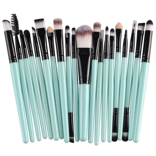 20pcs/set Wooden Handle Makeup Brush Set Beauty Tool Brushes(Black+Green) - Makeup Brushes by PMC Jewellery | Online Shopping South Africa | PMC Jewellery