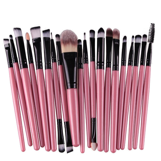 20pcs/set Wooden Handle Makeup Brush Set Beauty Tool Brushes(Black+Pink) - Makeup Brushes by PMC Jewellery | Online Shopping South Africa | PMC Jewellery