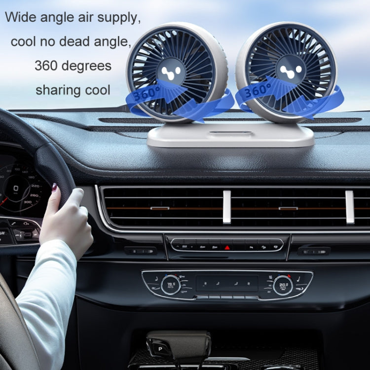 12v/24v Car Fan USB Interface Powerful Double Head Electric Fan(Olive Black) - free shipping - PMC TechLife - Order now!