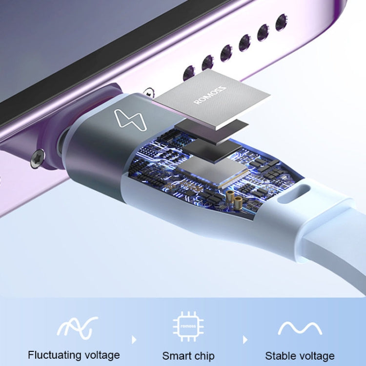 ROMOSS CB256L 1.2m 6A 100W 8 Pin + USB-C/Type-C + Micro USB 3 In 1 Charging Cable(Purple) - Multifunction Cable by ROMOSS | Online Shopping South Africa | PMC Jewellery | Buy Now Pay Later Mobicred