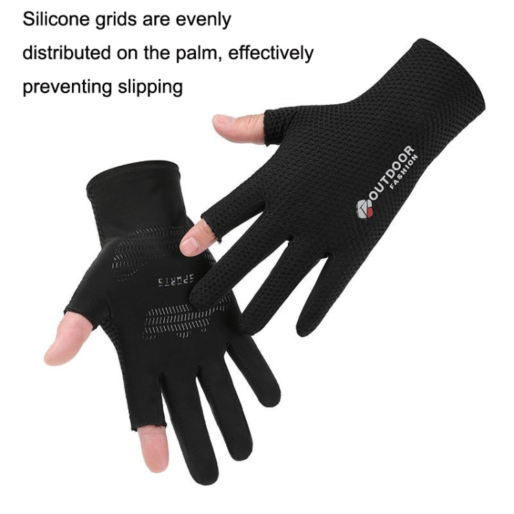 Cycling Thin Sunscreen UV Protection Mesh Breathable Ice Silk Two-finger Gloves(Grey) - Cycling Gloves by PMC Jewellery | Online Shopping South Africa | PMC Jewellery