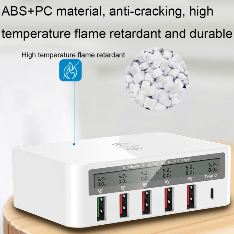 818F 5 USB Ports + Type-C Multifunctional Multi-Port Wireless Charger, Style: US Plug (White) - Multifunction Charger by PMC TechLife | Online Shopping South Africa | PMC TechLife | Buy Now Pay Later Mobicred