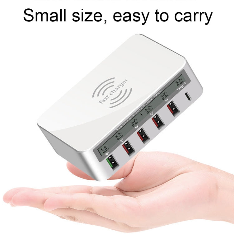 818F 5 USB Ports + Type-C Multifunctional Multi-Port Wireless Charger, Style: US Plug (White) - Multifunction Charger by PMC TechLife | Online Shopping South Africa | PMC TechLife | Buy Now Pay Later Mobicred