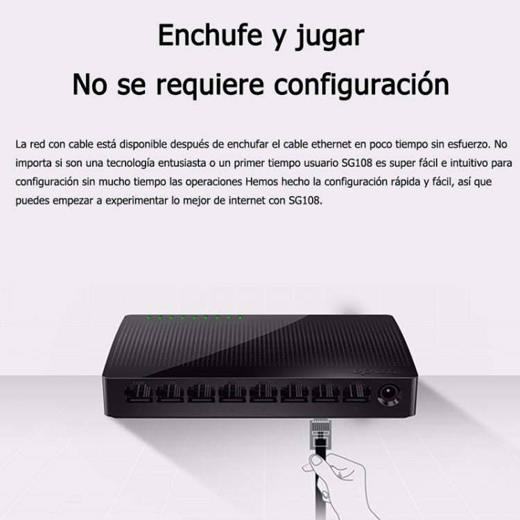 Tenda SG108 100/1000M Desktop Network Switch 8 Port Gigabit Desktop Switch Ethernet Switch LAN Hub(UK Plug) - Network Hubs by Tenda | Online Shopping South Africa | PMC Jewellery | Buy Now Pay Later Mobicred