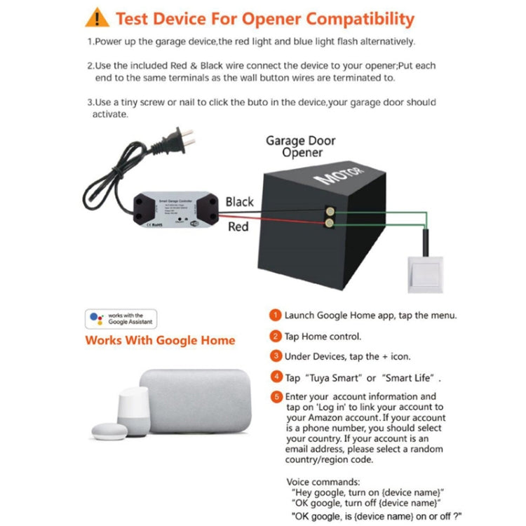 Tuya APP Remote Control WIFI Smart Garage Door Controller, Specification: EU Plug - free shipping - PMC TechLife - Order now!