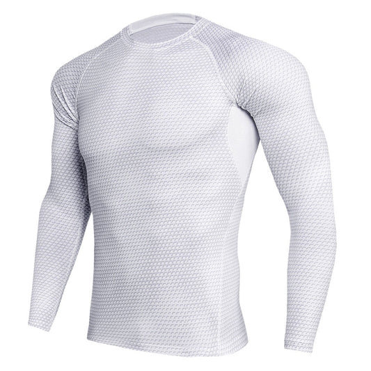 Mens Tight Athletic Long Sleeve Snake Pattern Stretch Quick Dry Training Shirt, Size: M(White) - Athletic Wear by PMC Jewellery | Online Shopping South Africa | PMC Jewellery