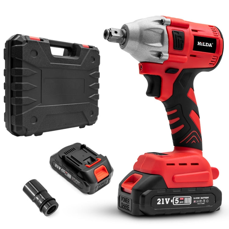 HILDA Motorized Wrenches Lithium Repair Parts With 22mm Socket, EU Plug, Model: Red With 2 Battery+1 Charger(1500mAh) - Screws by HILDA | Online Shopping South Africa | PMC Jewellery | Buy Now Pay Later Mobicred