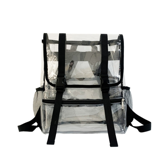 Transparent PVC Large Capacity Casual Outdoor Waterproof Travel Backpack(Black) - Double-shoulder Bags by PMC Jewellery | Online Shopping South Africa | PMC Jewellery