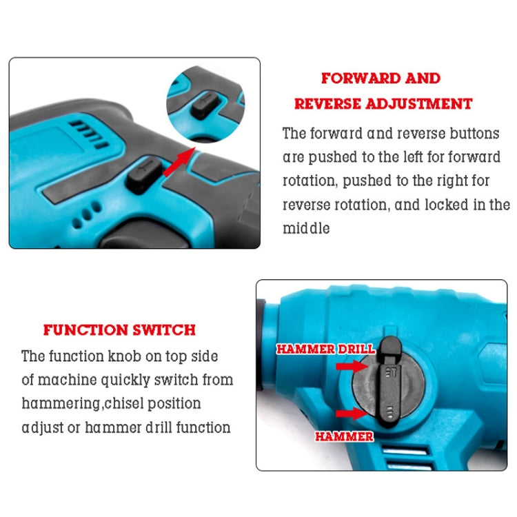 HILDA 12pcs /Set Li-Ion Power Hammer Electrical Impact Drill, Model: 2 Battery+1 Charger EU Plug - Drill & Drill Bits by HILDA | Online Shopping South Africa | PMC Jewellery