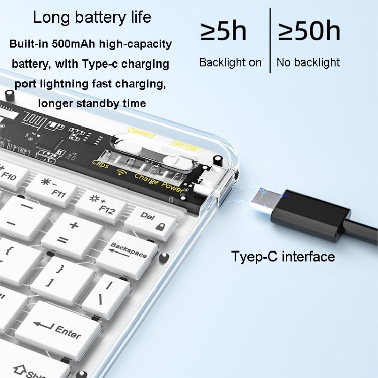 Transparent Lighting Bluetooth Keyboard 10 Inch Wireless Silent Keypad(Black) - Universal Keyboard by PMC TechLife | Online Shopping South Africa | PMC TechLife