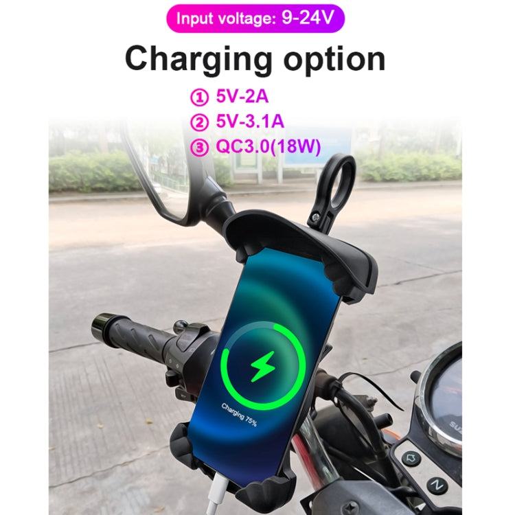 Motorcycle Sunshade Rainproof Mobile Phone Holder, Shape: Charging Mirror Holder 5V-3.1A - Holder by PMC Jewellery | Online Shopping South Africa | PMC Jewellery | Buy Now Pay Later Mobicred