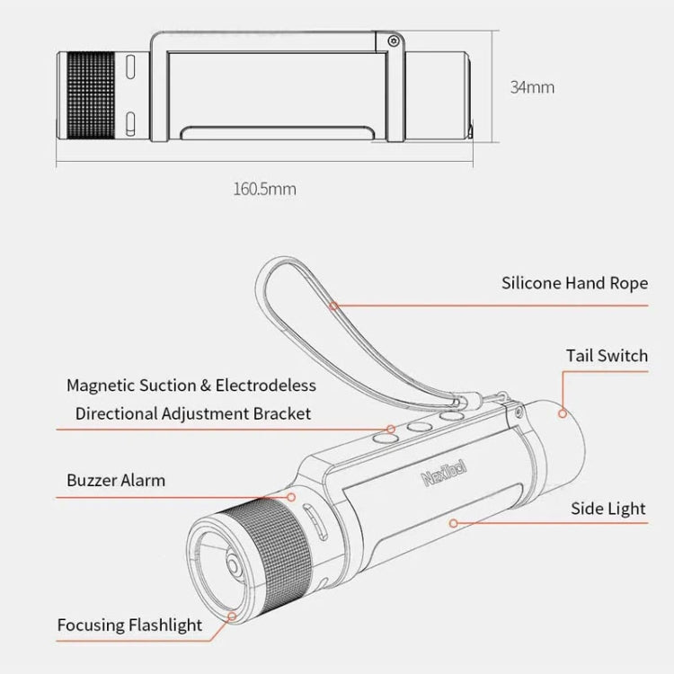 Nextool  6-In-1 Outdoor Emergency Flashlight  Zoomable Alarm Camping Work Light(Black) - free shipping - PMc TechLife - Order now!